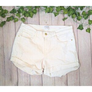 FRAME Denim Women's White Le Cutoff Cuffed Shorts BLANC ROOKLEY Size 27